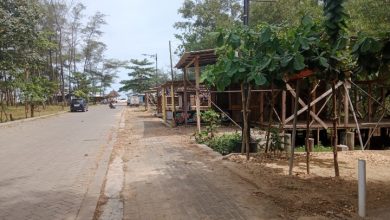 Warung-warung liar yang bediri di sisi Barat pintu masuk Pantai Pancer Door.