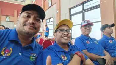 Ketua IMI Pengkab Pacitan, Andi Rahmanto (paling kiri) saat mengikuti Rakerkab KONI.