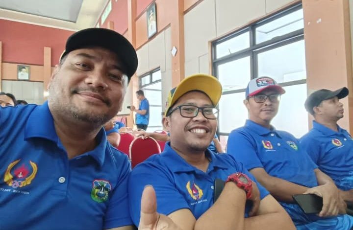 Ketua IMI Pengkab Pacitan, Andi Rahmanto (paling kiri) saat mengikuti Rakerkab KONI.