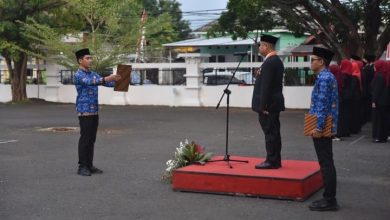 Sekretaris Daerah Pacitan, Dr. Ir. H. Maulana Heru Wiwoho Supadi Putro, M. Si saat memimpin upacara peringatan HUT Kemerdekaan ke-81 RI
